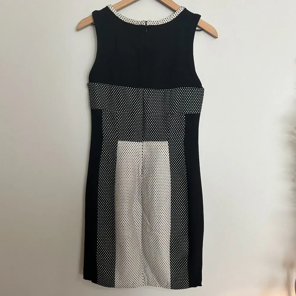 Yoana Baraschi Anthropologie Black and White Polka Dot Sleeveless Sheath Dress